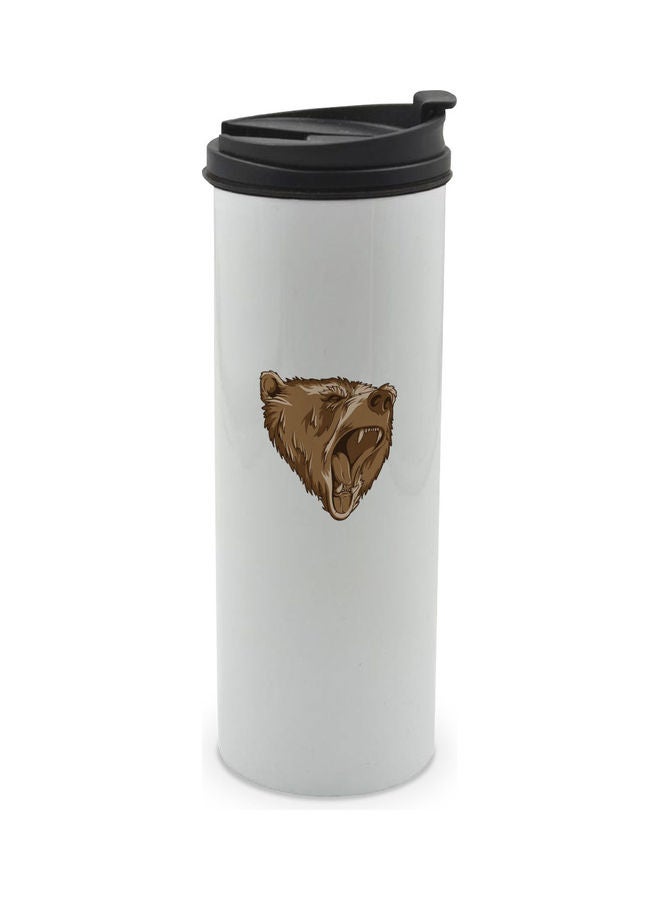 LIT Angry Bear Printed Double Wall Tumbler With Lid Multicolour 400ml - Image 1