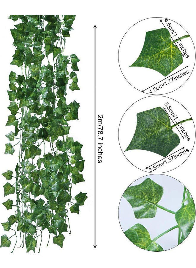 LINGWEI 12 Strands Creeper lvy Leaf Plants Green 220x14x3cm  - Image 2