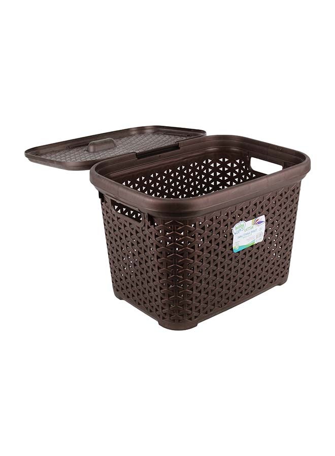 Hobby Life - Rattan Storage Basket With Lid Chocolate 30Liters - Image 1