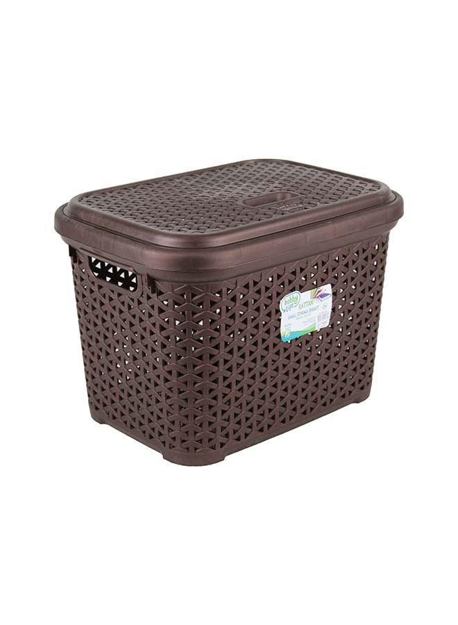 Hobby Life - Rattan Storage Basket With Lid Chocolate 30Liters - Image 1