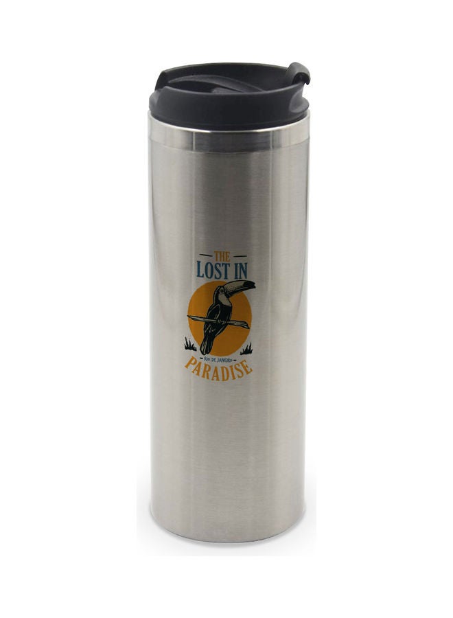 LIT Lost In Paradise Printed Tumbler With Lid Silver/Black/Orange - Image 1