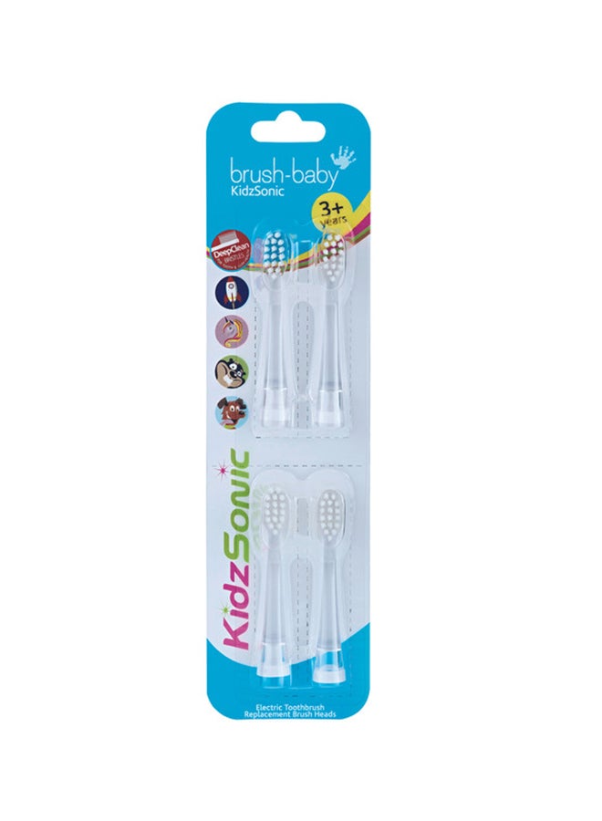 brush-baby Kidz Sonic Replacement Brush Heads 3+Yrs - Pack Of 4  - Image 2