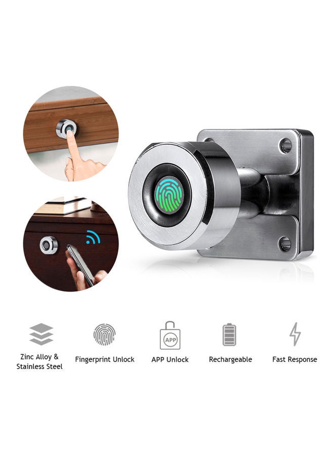 Smart Fingerprint Cabinet Lock Silver  - Image 3