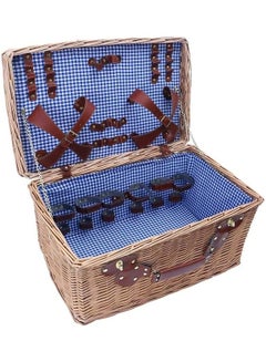 Handmade Wicker Picnic Basket With Handle Beige 52x27x32cm