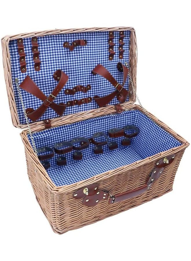 Yatai - Handmade Wicker Picnic Basket With Handle Beige 52x27x32cm - Image 1
