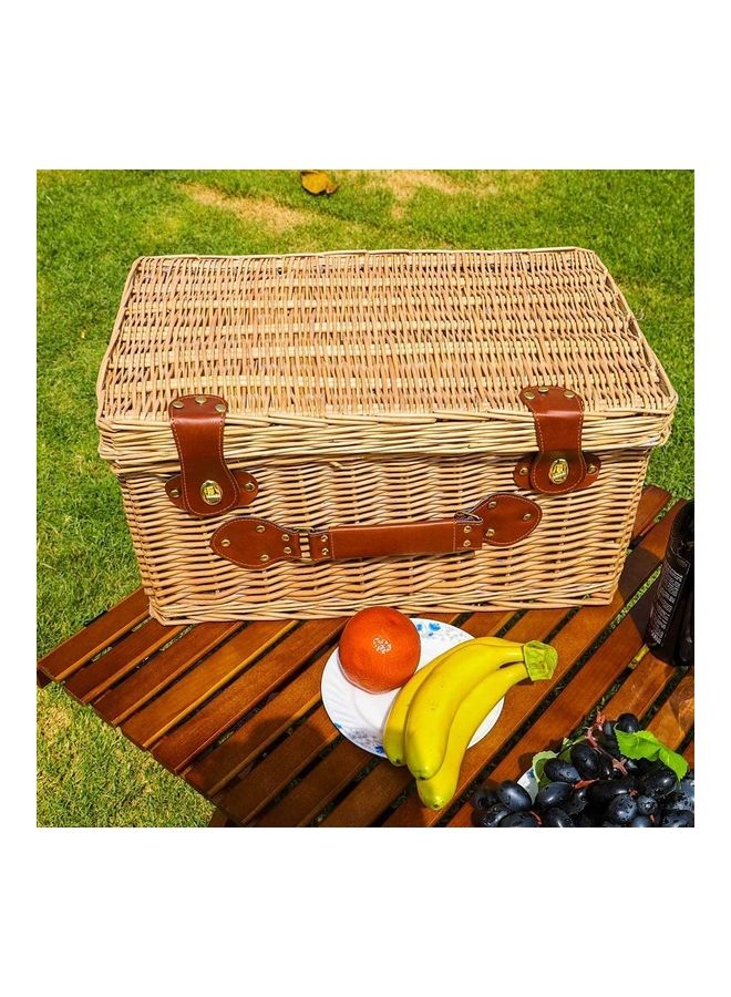 Yatai - Handmade Wicker Picnic Basket With Handle Beige 52x27x32cm - Image 1