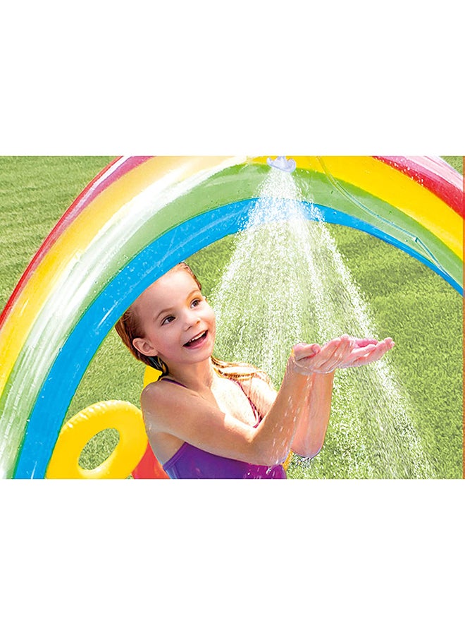 مركز لعب مائي قابل للنفخ على شكل حلقة قوس قزح 297x193x135 سم 297x193x135سم