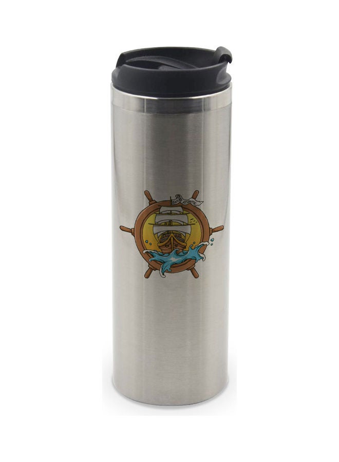 LIT - Sail Atlantic Printed Tumbler With Lid Silver/Black/Yellow - Image 1