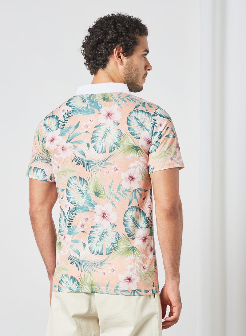 STATE 8 Tropical Print Polo T-Shirt Multicolour  - Image 3