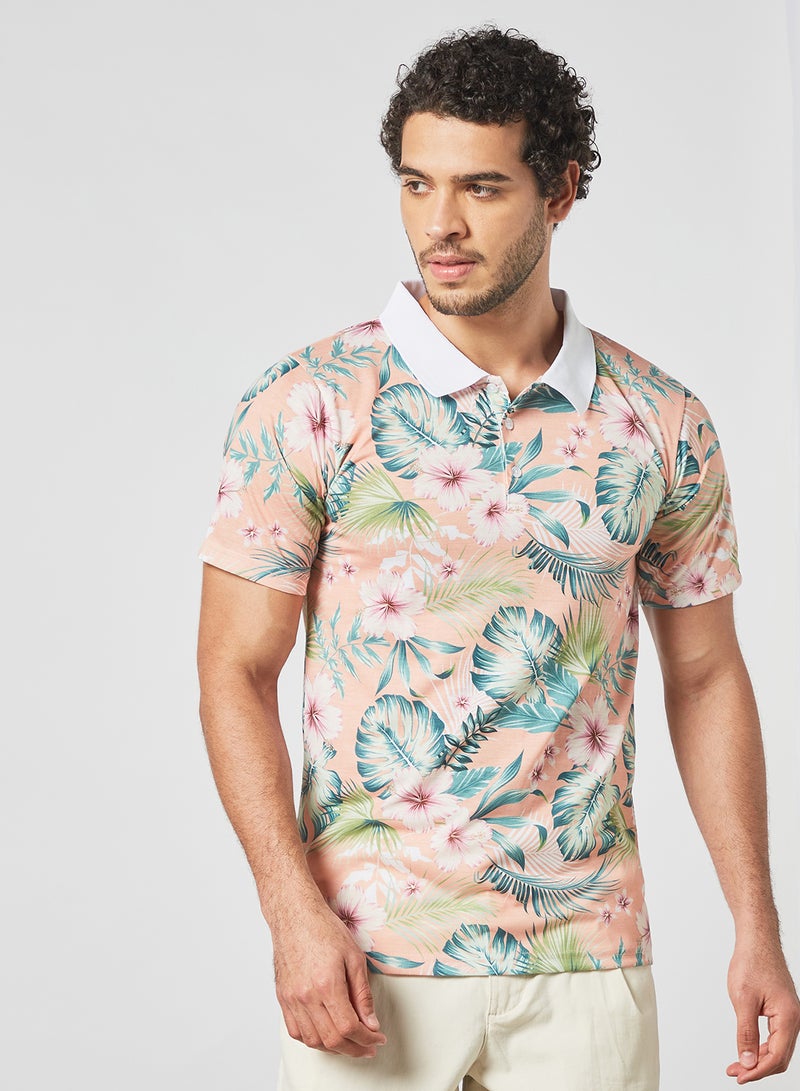 STATE 8 Tropical Print Polo T-Shirt Multicolour  - Image 1