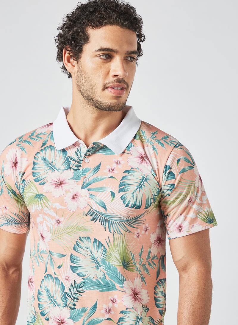 STATE 8 Tropical Print Polo T-Shirt Multicolour  - Image 4