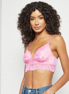 Lace Detail Longline Bralette Pink - v1629206257/N43987490V_1