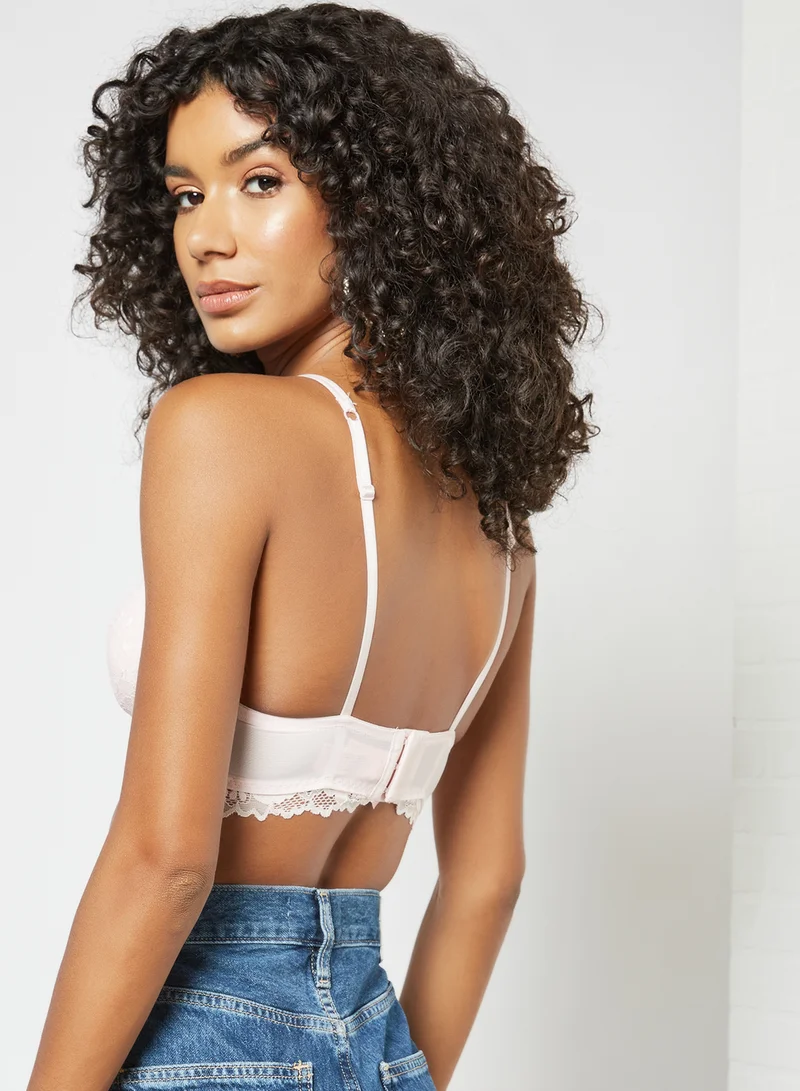 hunkemoller Lace Detail Padded  Bralette Pink