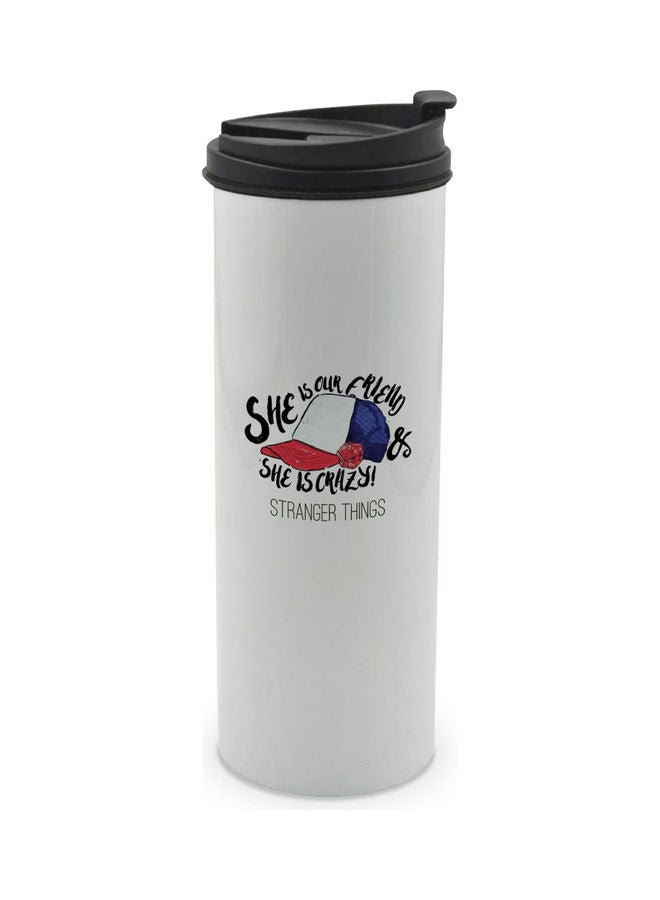 LIT Cap Dustin Quote Printed Tumbler With Lid White/Black/Pink - Image 1
