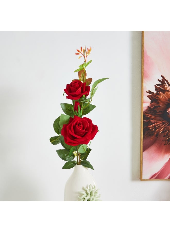 Home Box 3-Heads Velvet Rose Stem Red/Green - Image 1