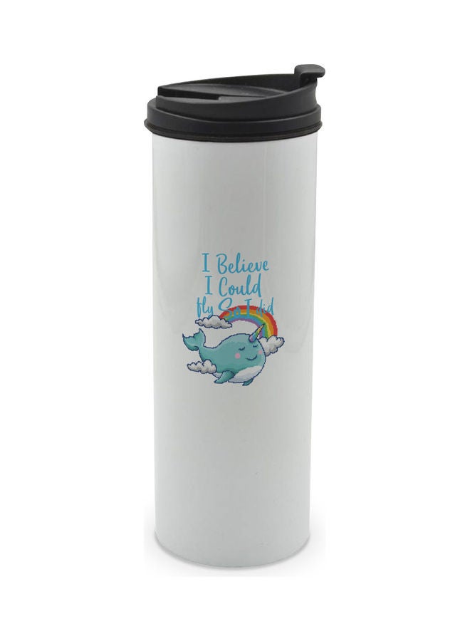 LIT Printed Tumbler With Lid White/Black/Blue - Image 1