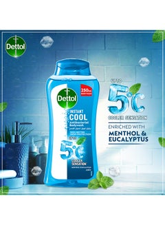 Dettol Instant Cool Antibacterial Bodywash With Menthol & Eucalyptus 250ml  - Image 3