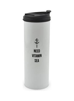 LIT I Need Vitamin Sea Nautical Anchor Funny Beach Themed Tumbler With Lid White/Black  - Image 1