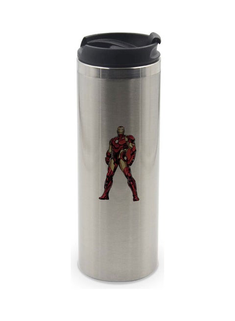 Iron Man Minimal Printed Double Wall Tumbler With Lid Multicolour 400ml