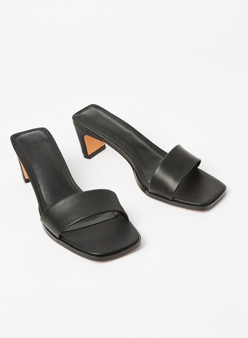Reserved - Mid-Heel Leather Sandals Black - Image 1