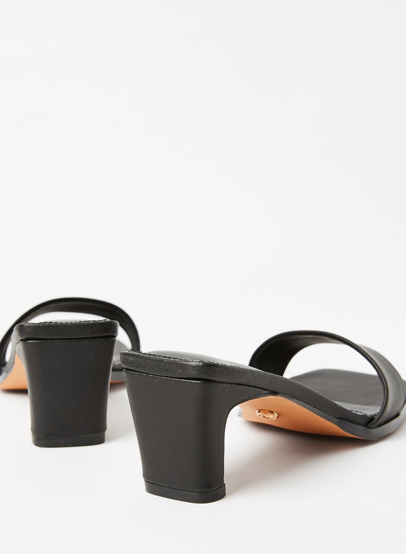 Reserved - Mid-Heel Leather Sandals Black - Image 1