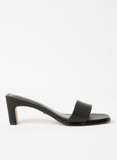 Mid-Heel Leather Sandals Black