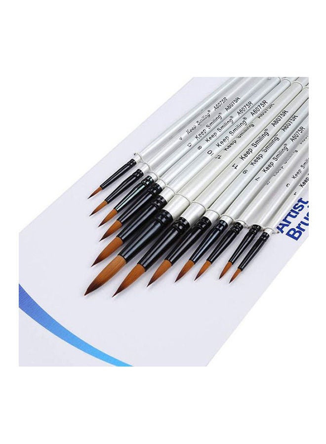Keep Smiling Round Brushes Set Of 12 Brushes Of Different Sizes White 