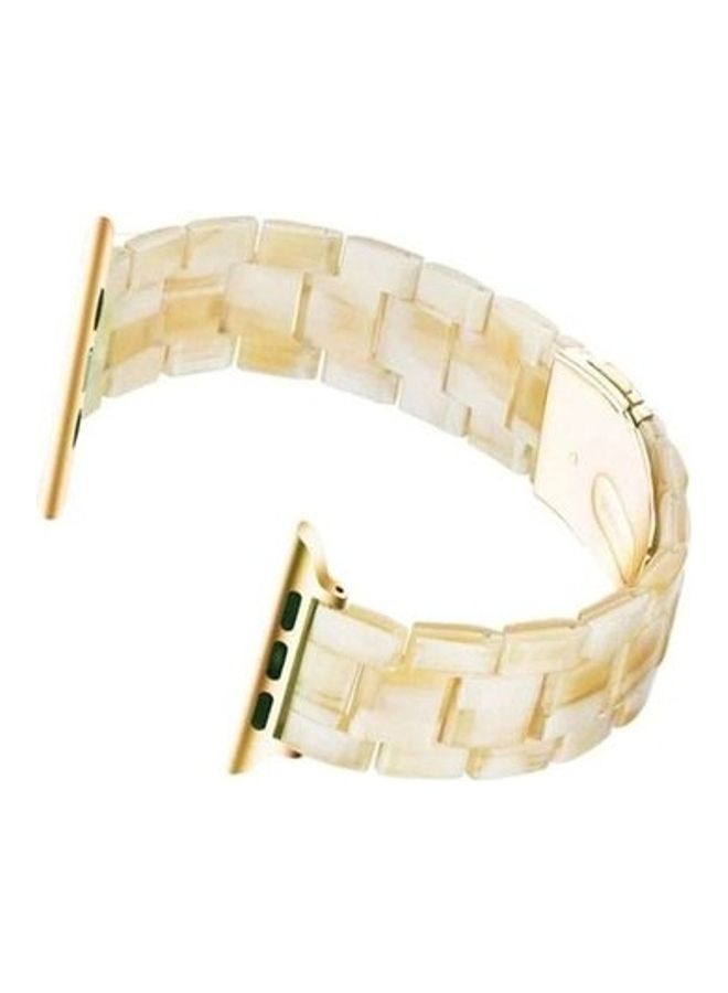 BORTONY Marble Resin Bracelet Band For Apple Watch SE Series 42/44mm Beige - Image 2