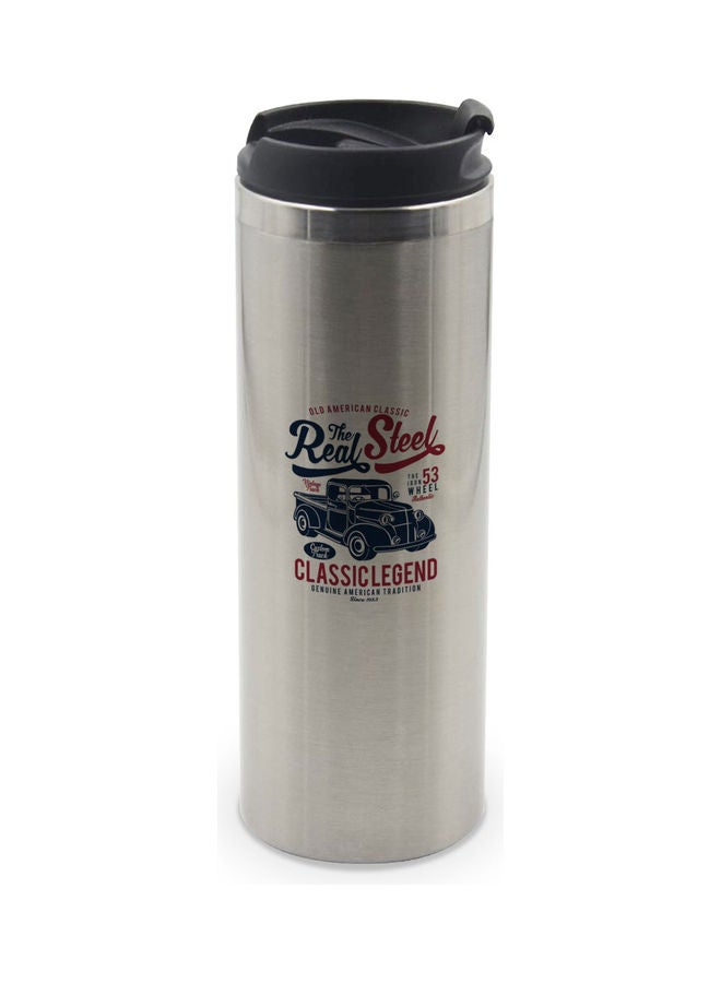 LIT Iron Wheel Printed Tumbler With Lid Silver/Black - Image 1