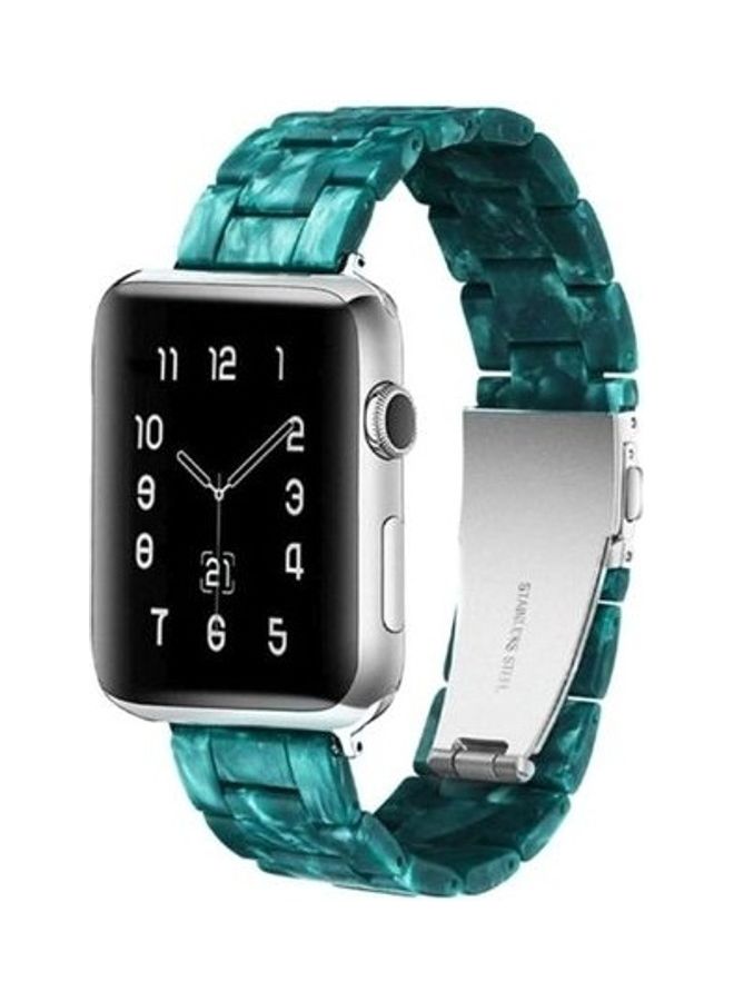 BORTONY Marble Resin Bracelet Band For Apple Watch SE Series 42/44mm Green  - Image 1