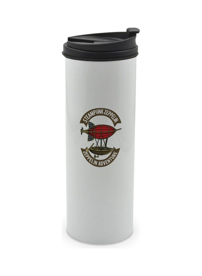 LIT Steampunk Zeppelin Design  Printed Double Wall Tumbler With Lid Multicolour 400ml - Image 1
