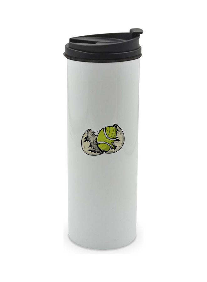 LIT Tennis Ball Printed Double Wall Tumbler With Lid Multicolour 400ml - Image 1