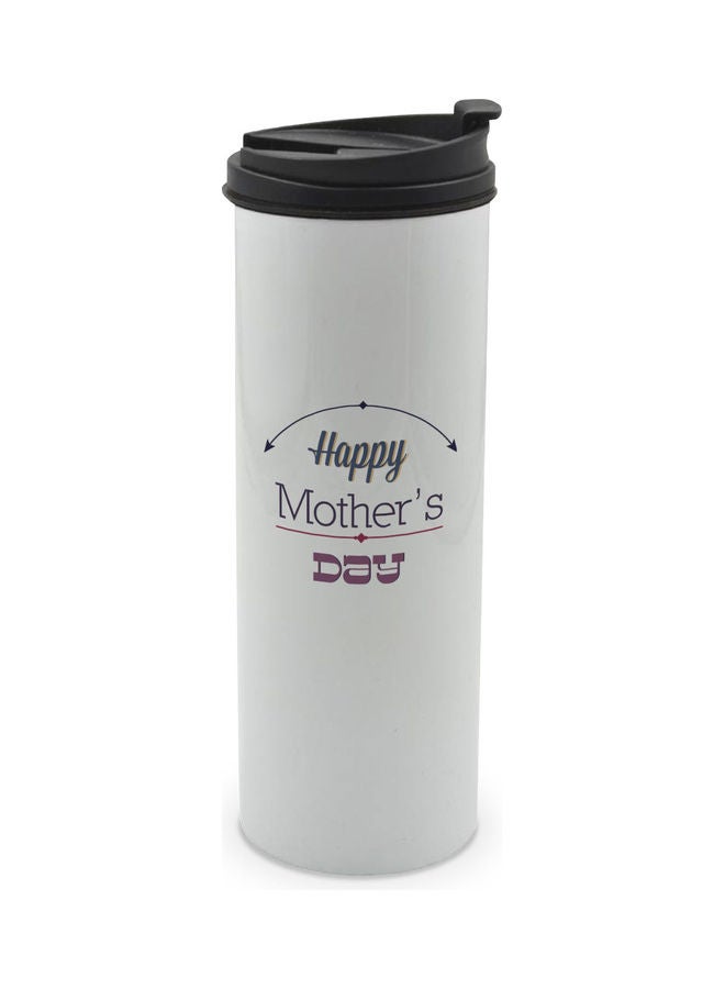 LIT Happy Mother's Day Printed Tumbler With Lid White/Black - Image 1