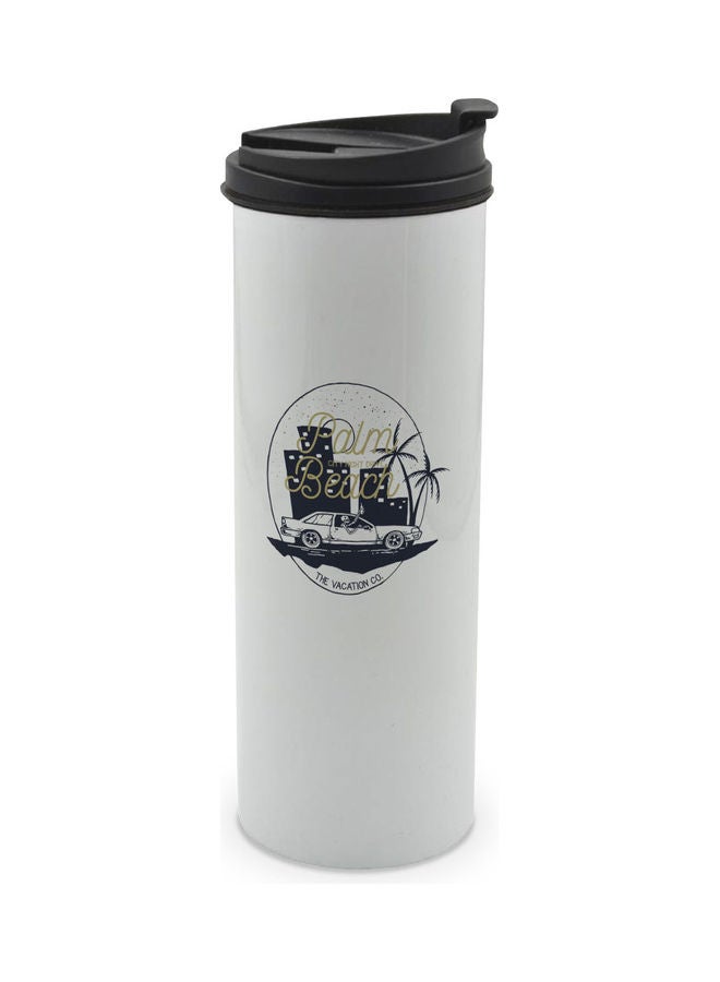LIT - Palm Beach Printed Tumbler With Lid White/Blue/Black - Image 1