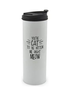 LIT Cat Kitten Meow Funny Kitty Quote Themed Tumbler With Lid White/Black  - Image 1