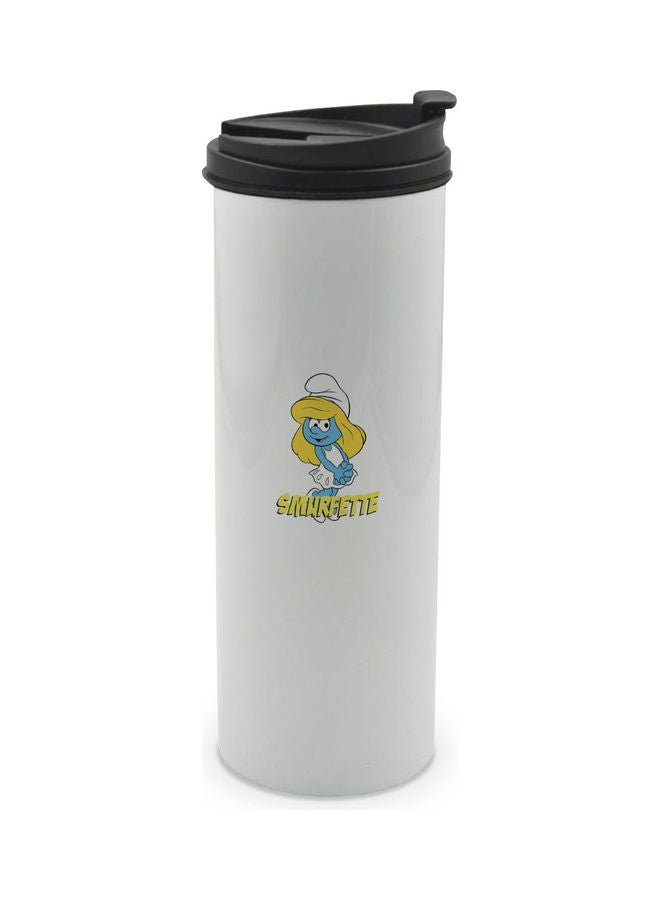 LIT Smurfette Printed Tumbler With Lid White/Black/Yellow - Image 1