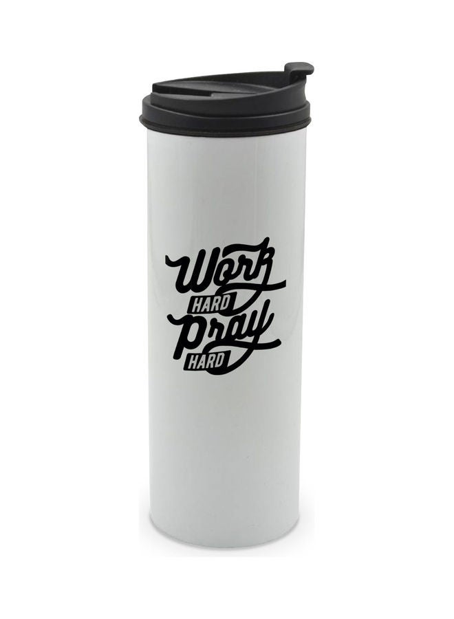 LIT Work Hard Printed Double Wall Tumbler With Lid Multicolour 400ml - Image 1