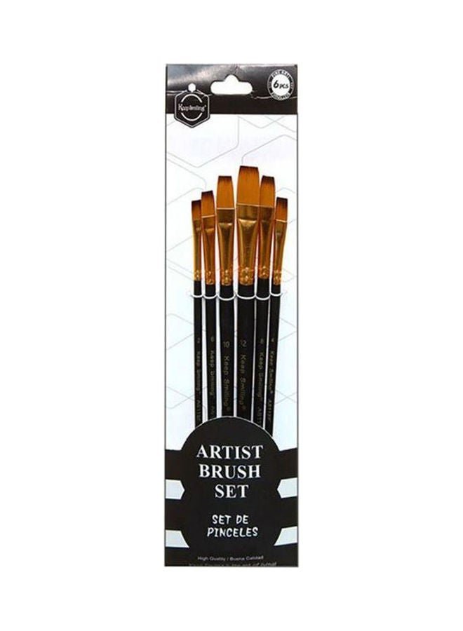 6-Piece Artist Brush Set Black-Gold