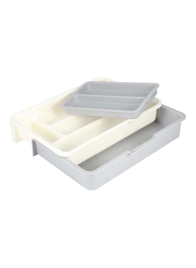 Multipurpose Kitchen Cutlery Organizer White/Grey 31.2x24.2x6.6cm