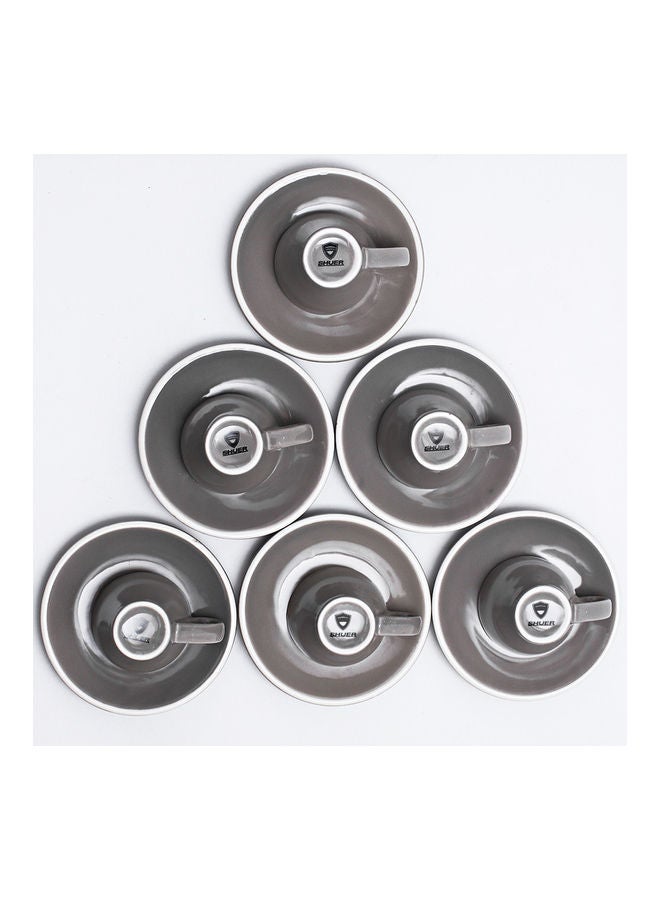 Shuer - 12 Piece Coffee Cup And Saucer Set Grey 7.6x6.1x6.3cm - Image 1