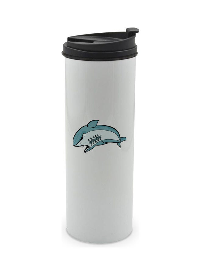 LIT - Angry Shark Printed Double Wall Tumbler With Lid Multicolour 400ml - Image 1