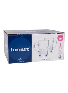 Luminarc Flowers Morning Mug Pack Of 6 Clear 