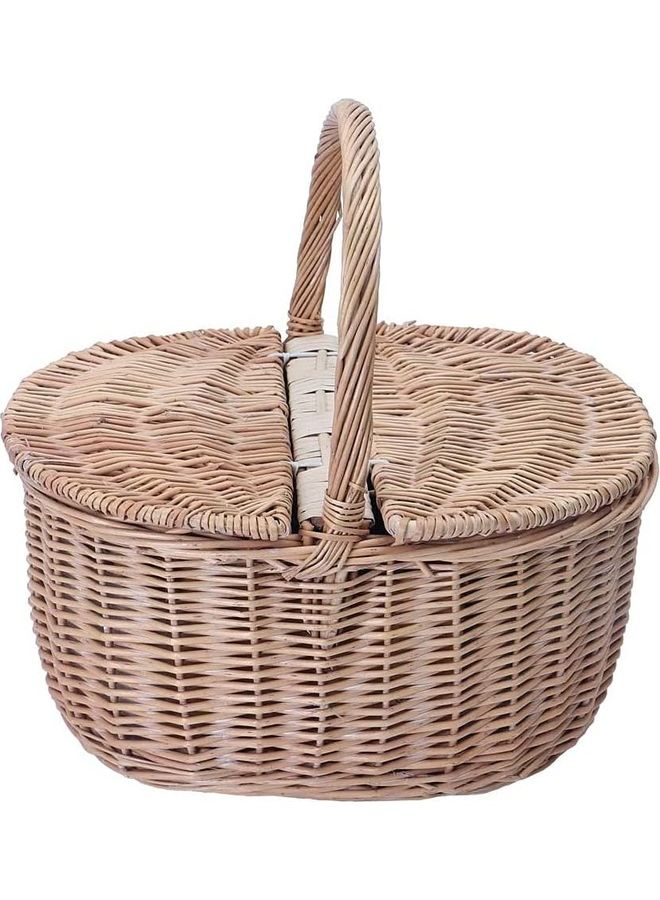 Yatai - Handmade Wicker Picnic Basket Beige 38x40x28cm - Image 1