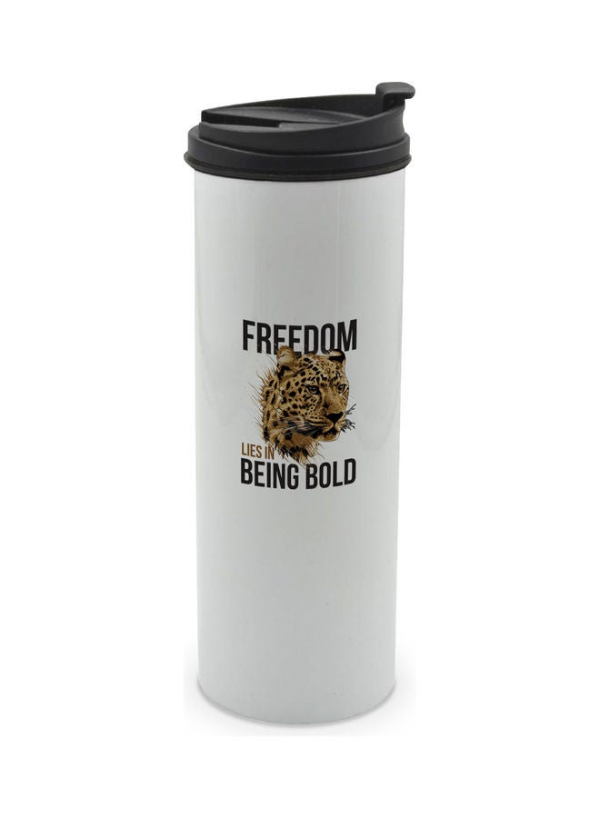 LIT Leapord Design Printed Double Wall Tumbler With Lid Multicolour 400ml - Image 1