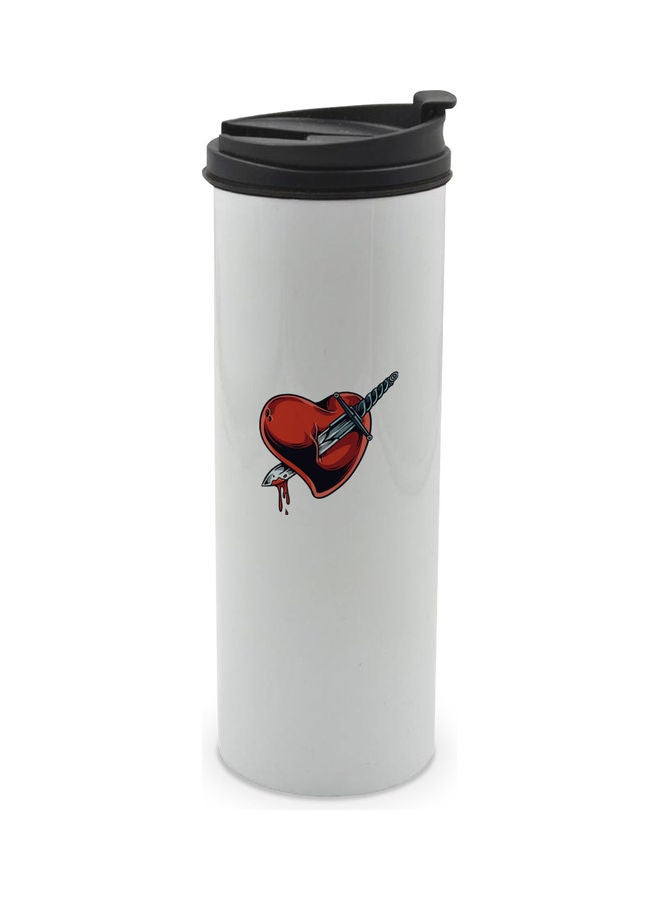 LIT Heart Printed Double Wall Tumbler With Lid Multicolour 400ml - Image 1