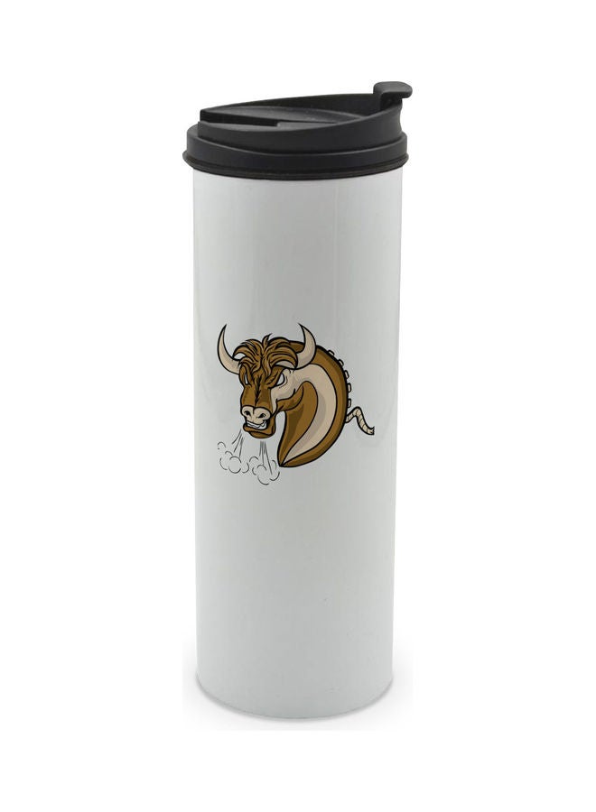LIT - Angry Bull Printed Double Wall Tumbler With Lid Multicolour 400ml - Image 1