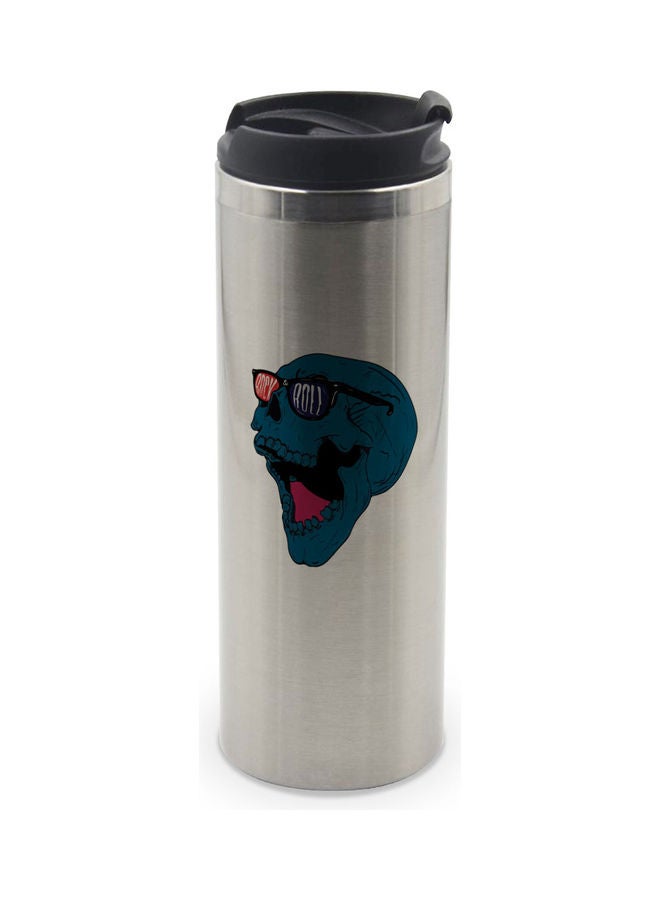 LIT Cool Zombie Printed Tumbler With Lid Silver/Black/Blue - Image 1