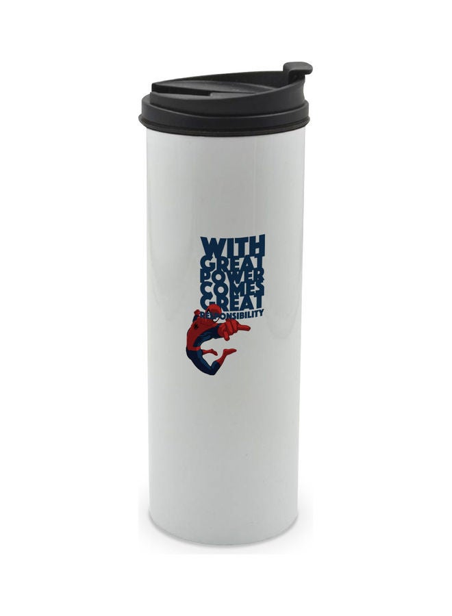 LIT Great Power Quote Printed Tumbler With Lid Multicolour  - Image 1