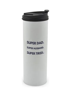 LIT Super Dad Super Husband Super Tired Printed Tumbler With Lid Multicolour 400ml  - Image 1