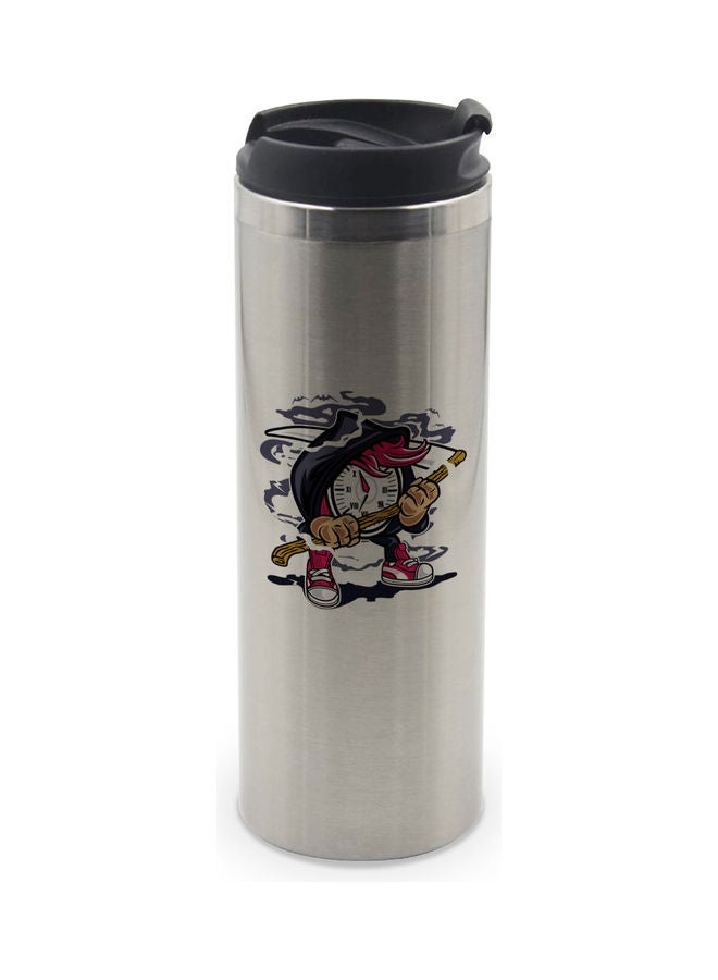 LIT Scary Printed Tumbler With Lid Silver/Black/Red - Image 1